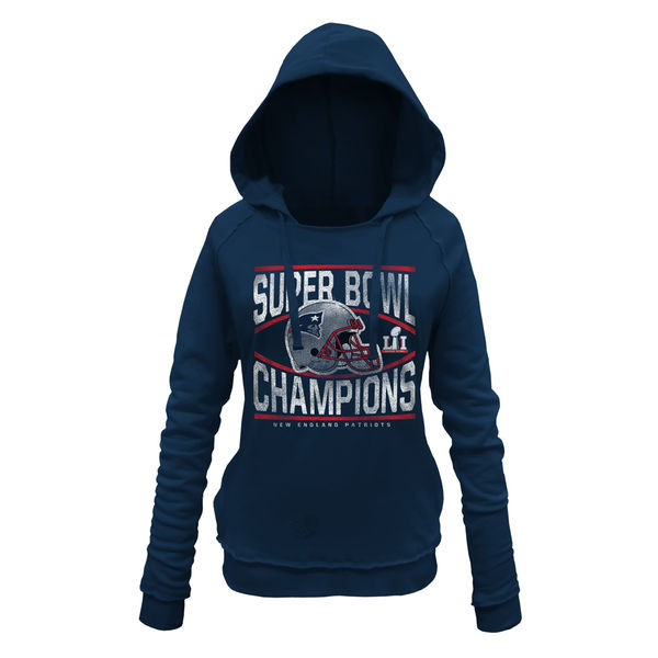 New England Patriots 5th & Ocean by New Era Women's Super Bowl LI Champions Helmet Pullover Hoodie - Navy